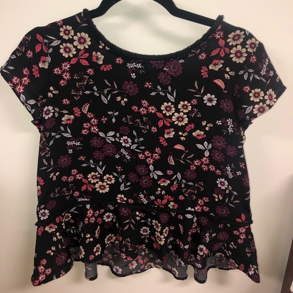 Black flower pattern dress top - Picture 1 of 4